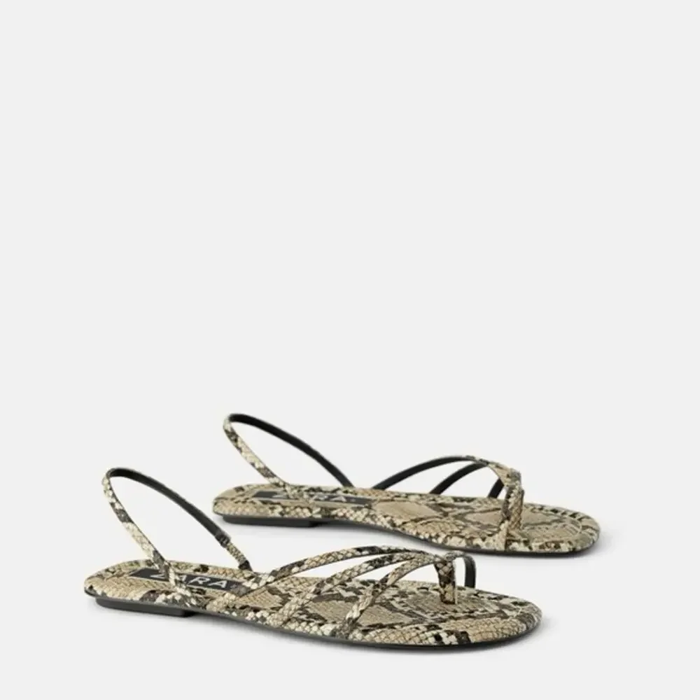 Zara Animal Print Flat Sandals Size 7.5 US - Picture 3 of 11